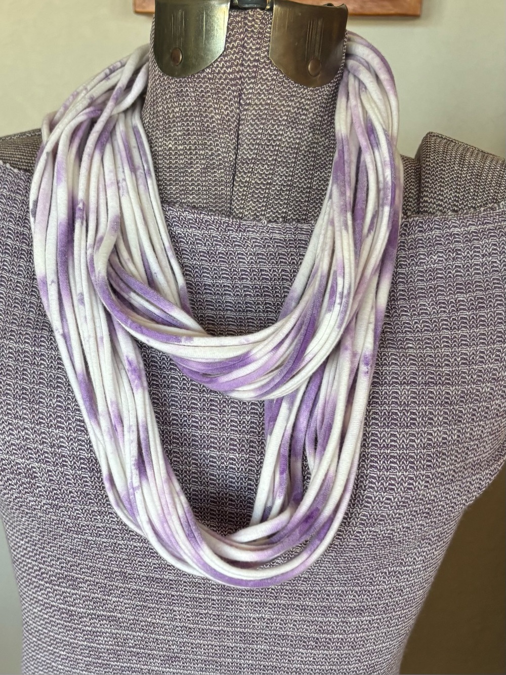 Tie Dyed infinity spaghetti T-shirt scarf. Personally handmade. Good condition - Picture 2 of 9